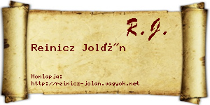 Reinicz Jolán névjegykártya